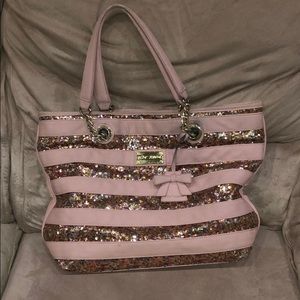 Betsy Johnson pink Sequin glitter handbag purse